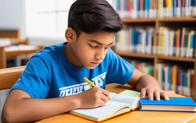 교통직 필기시험 대비 시간 관리법 - **Prompt:** "A diligent male student, approximately 18 years old, focused deeply on his studies at a...