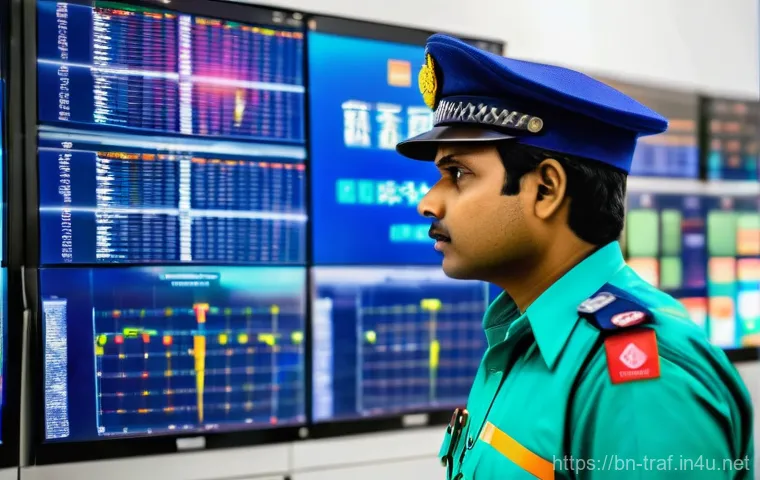 교통직 공무원의 일상 - **Prompt:** A female Bangladeshi traffic police officer, wearing her full uniform, takes a brief, so...