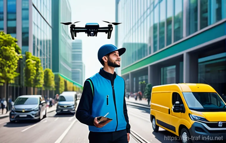 교통산업과 자격증 연관성 - **Prompt 1: Urban E-commerce Delivery Hub of Tomorrow**
    "A vibrant, bustling urban landscape in ...
