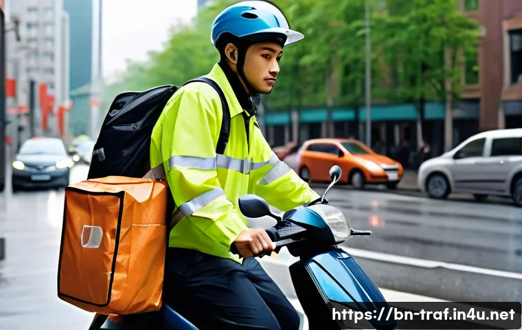 교통관련 직업 연봉 비교 - **Prompt 1: Dedicated Delivery Person in a Bustling City**
    A young, determined delivery person, ...