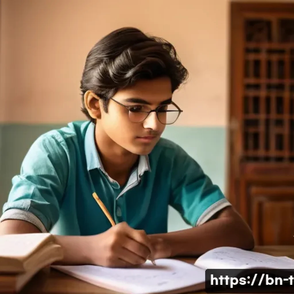 교통관련 자격증 실기시험 후기 - A focused Bengali student sitting at a wooden desk in a cozy study room, surrounded by textbooks and...